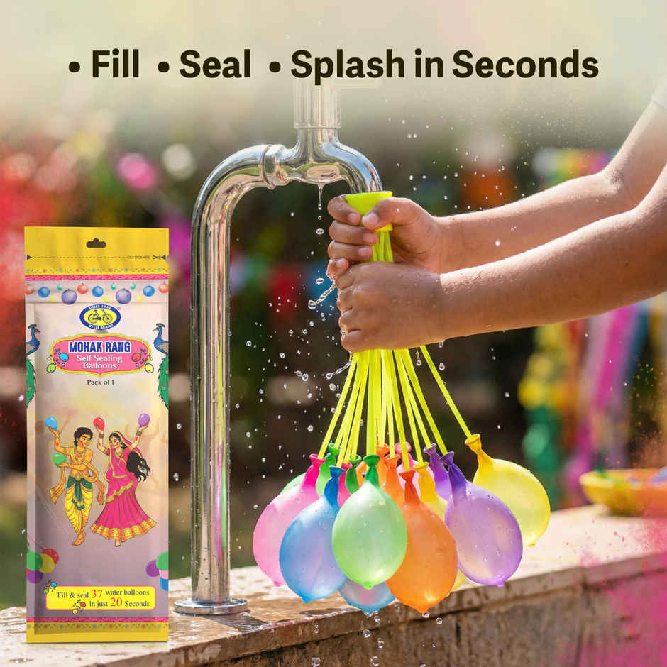 Mohak Rang Holi Self Sealing Water Balloons | Pack of 37 | Cycle