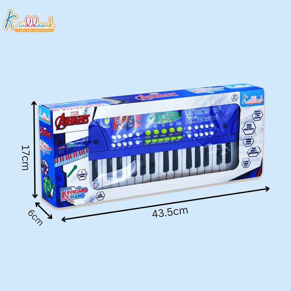 Kriiddaank Marvel Avengers Keyboard Piano 37 Keys Instrument Sounds, Microphone, Demo Light MusicToy