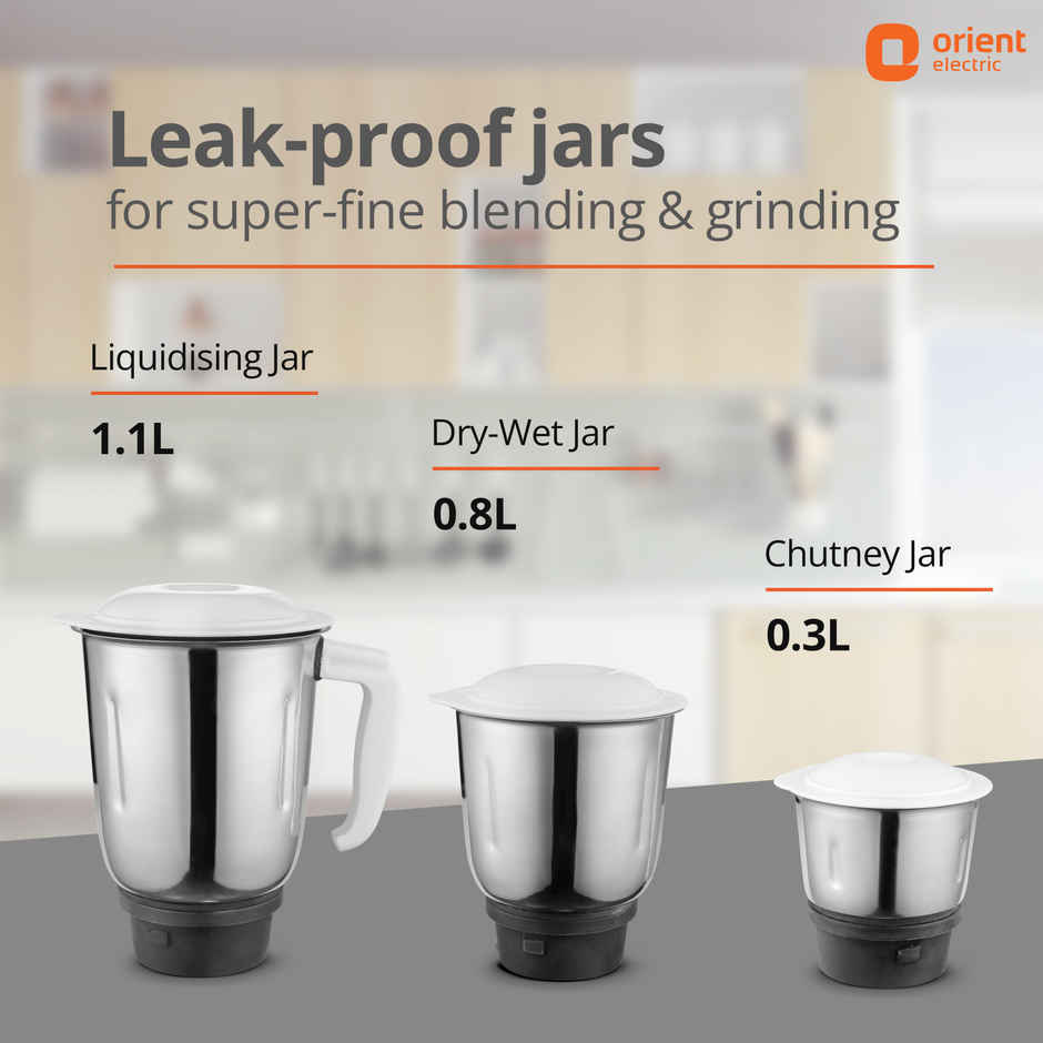 Orient Electric 500W mixer grinder | Kitchen Kraft 500 MGKK50B3 with 3 SS jars| 5 years warranty