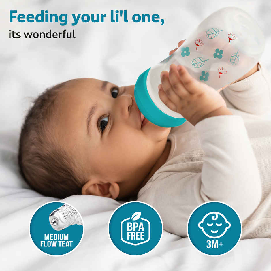 LuvLap Anti-Colic Slim/Regular Neck Essential Baby Feedding Bottle, 250ml, upto 3m+, BPA Free