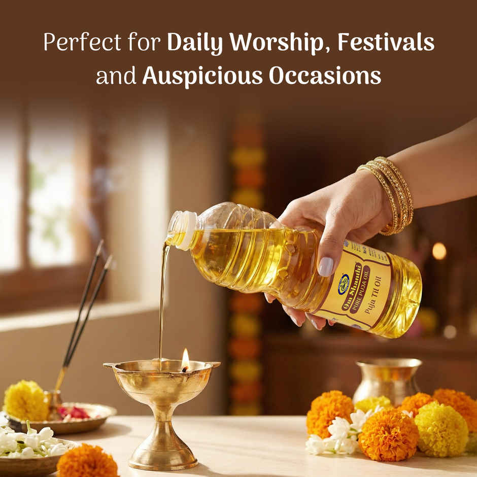 Om Shanthi Til Oil | Sesame Oil | For Pooja & Diya | Cycle