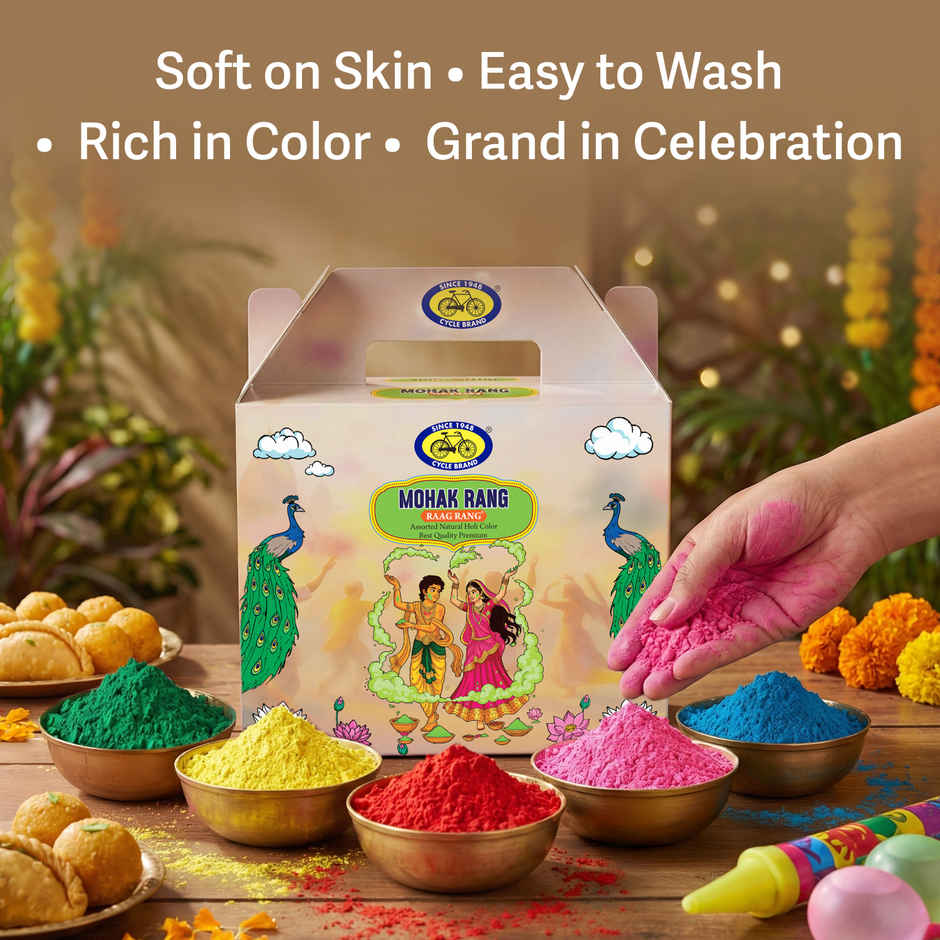 Mohak Rang Natural Holi Colour Box | Assorted Colour| 5 x 100 g | Cycle