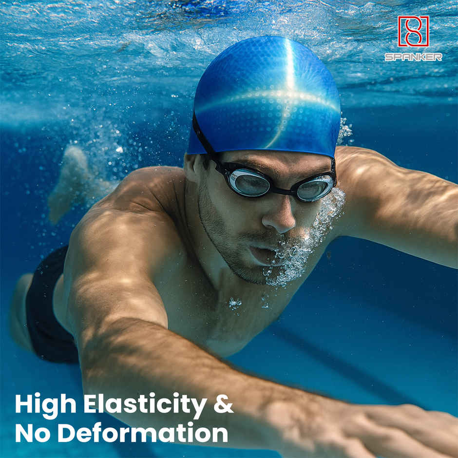 Spanker Sports Bubble Swimming Cap for Boys, Stretchable Swim Cap Kids