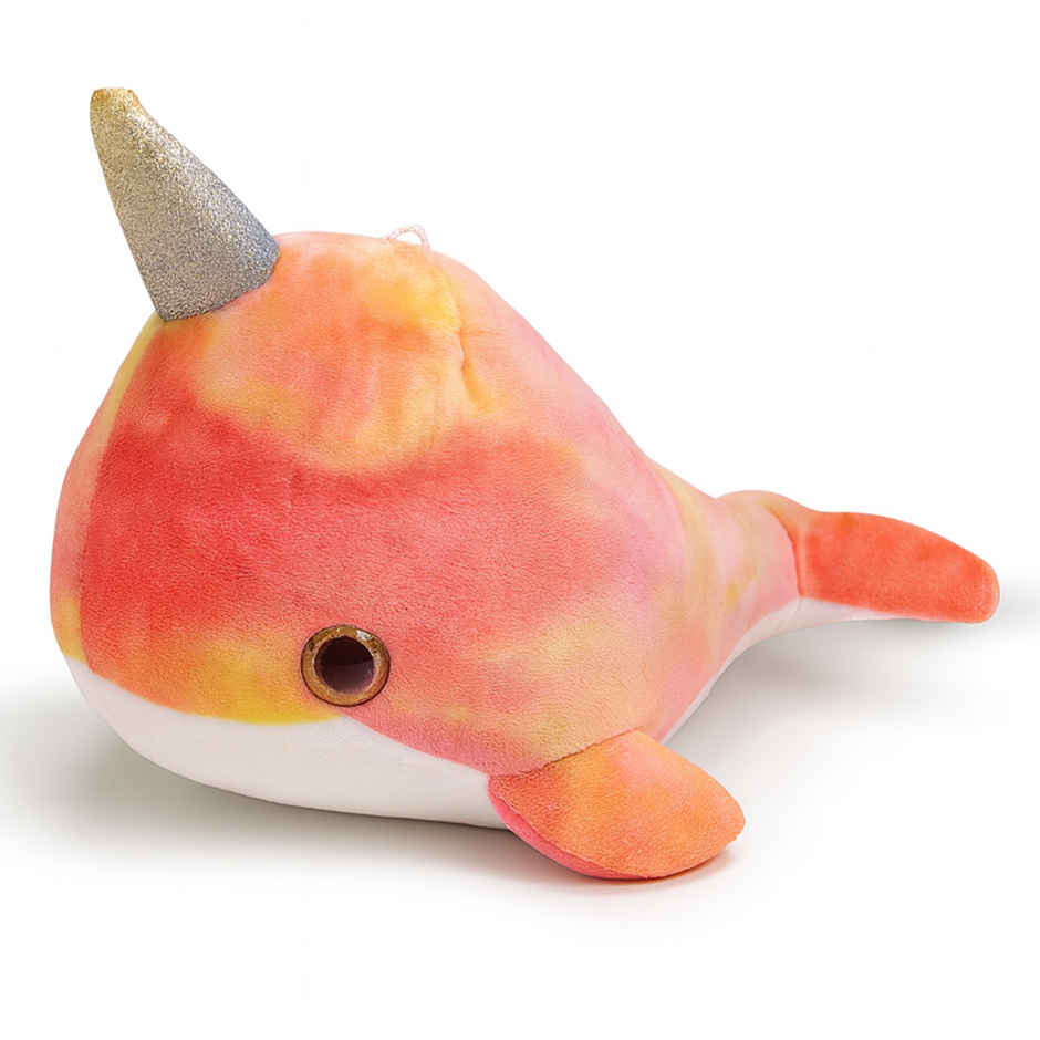 Spanker Whale Soft Toy | Cute Plush with Soft Horn | Tie Dye - 27 cm