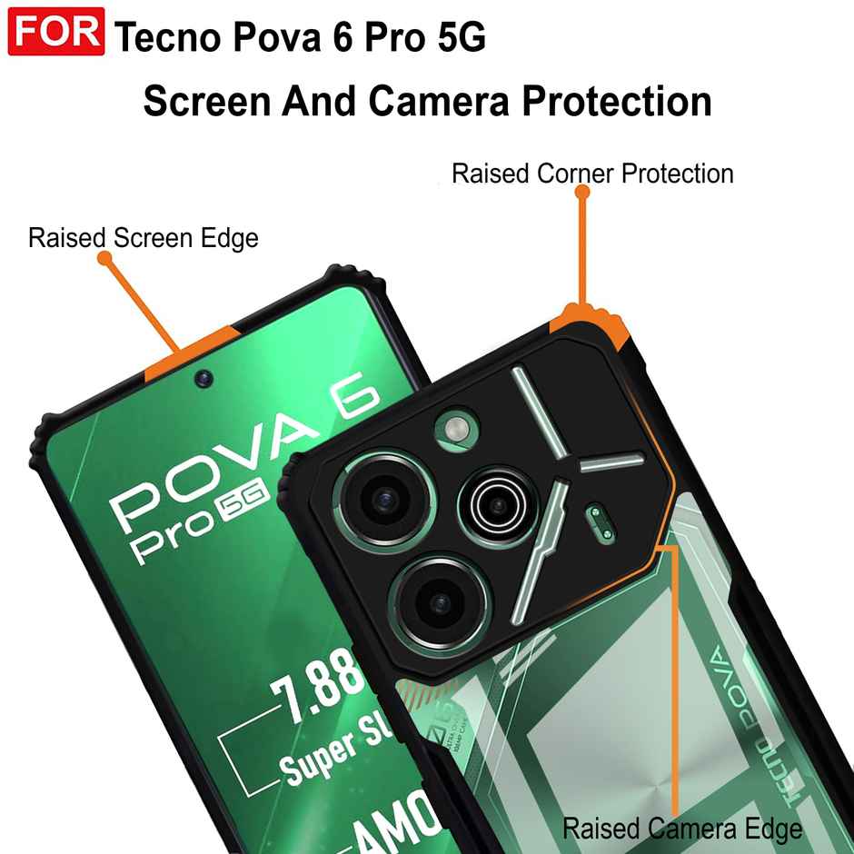 Zapcase Back Cover for Tecno Pova 6 Pro 5G | Matte-Black