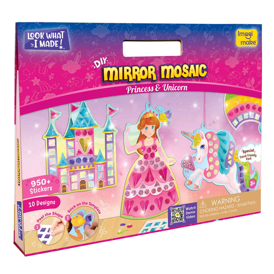Imagimake Mosaic Kit | Princess & Unicorn | Mirror Art Toy | Magical Creative Gift