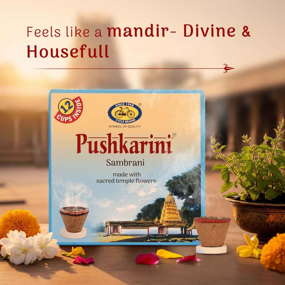 Pure Pushkarini Sambrani Cups | 12 Cups | Cycle
