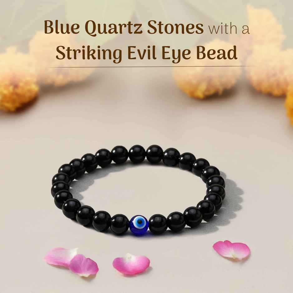 Cycle Pure Om Shanthi Blue Quartz Evil Eye Bracelet Protection From Negativity | Pack of 1 | Cycle