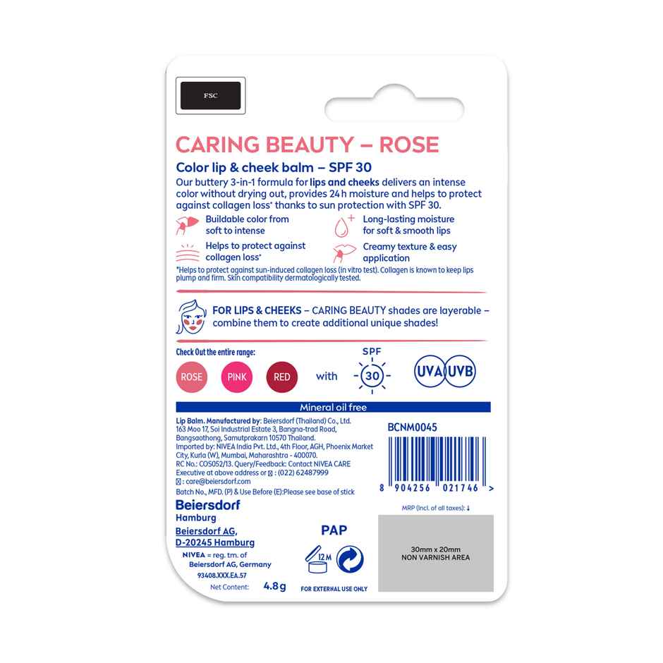 Nivea Lip Care Caring Beauty Rose