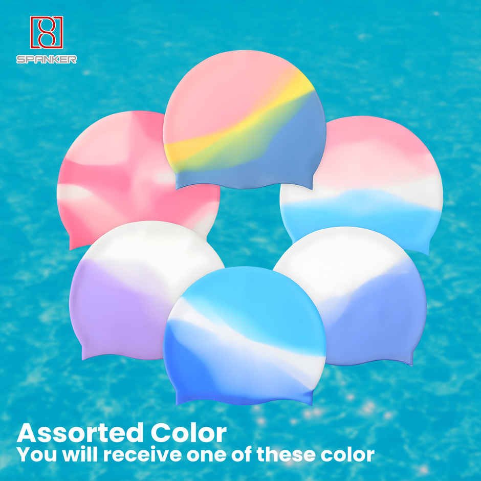 Spanker Sports Stretchable Silicone Swimming Cap, Comfortable Waterproof Swim Cap