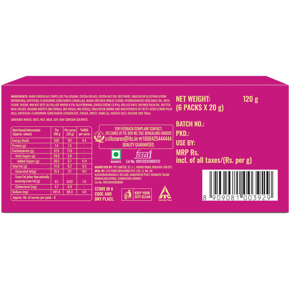 Walnut & Chocochip Cookies Crafted with Californian Walnuts by Sunfeast Baked Creations