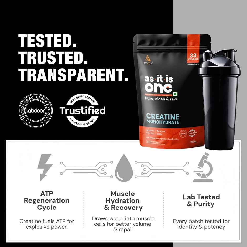 As-It-Is Nutritionconcentrate 80% - Whey Protein (1kg) & As-It-Is Nutrition Pure Creatine Monohydrate For Muscle Building (100g) Combo