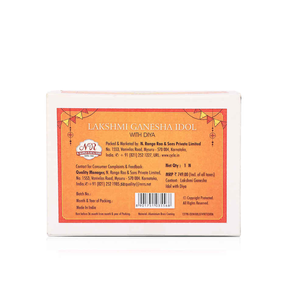 Pure Metal Lakshmi Ganesh Idol with Diya for Puja, Mandir & Diwali Decoration | Cycle