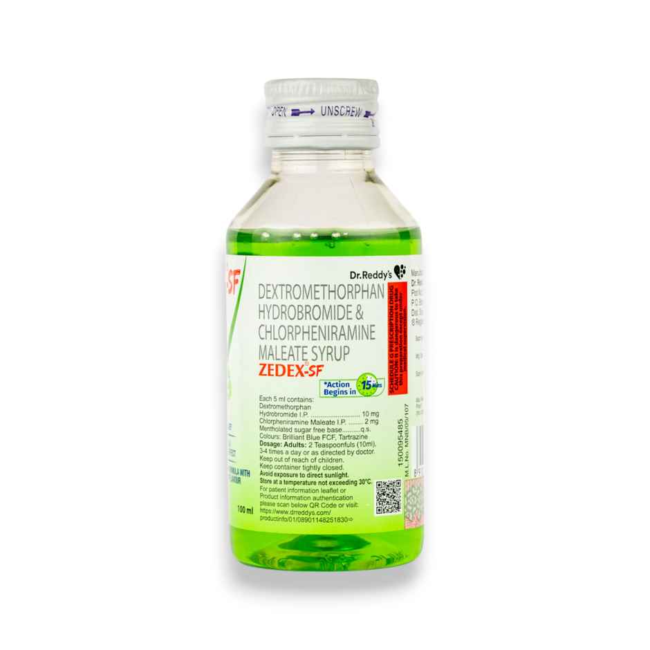 Zedex-SF Mixed Fruit Flavour Sugar Free Dry Cough Syrup 