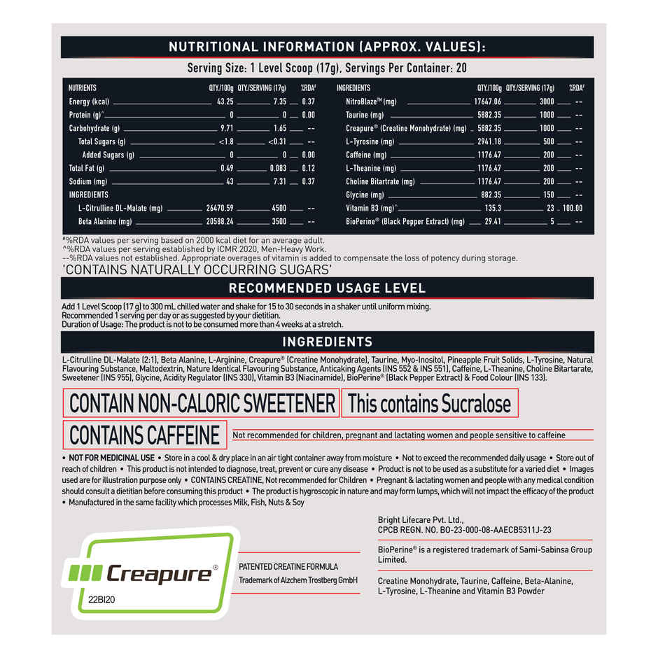 MuscleBlaze Pre Workout WrathX, (Cola Frost, 20 Servings)