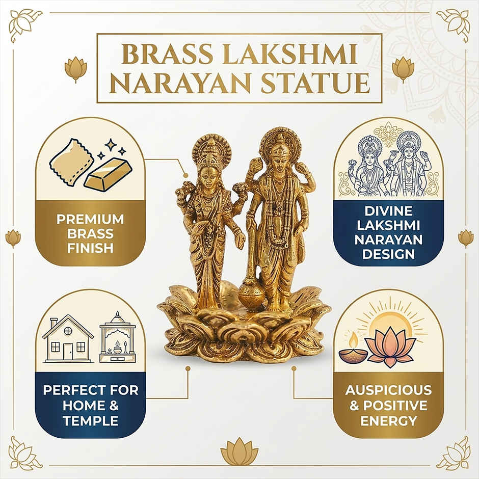 Brass Lakshmi Narayan Statue | Svasti