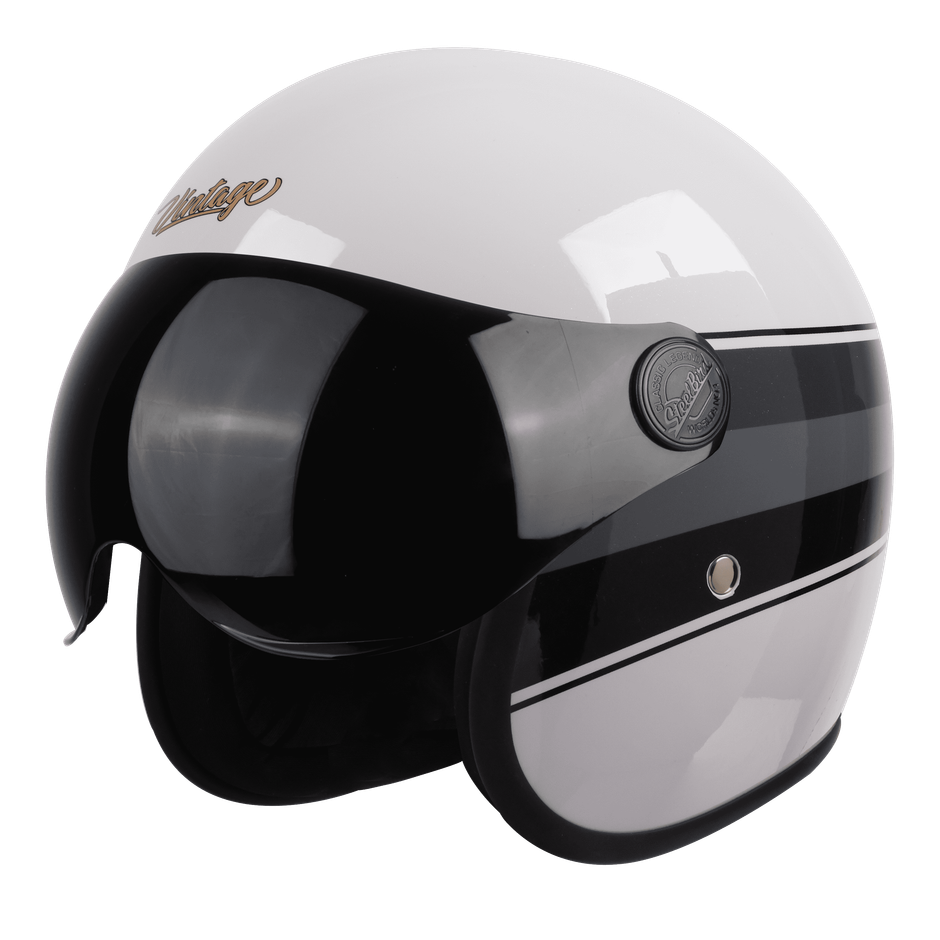 Steelbird SBH-54 Vintage S1 Glossy White With Black - 600 mm - L