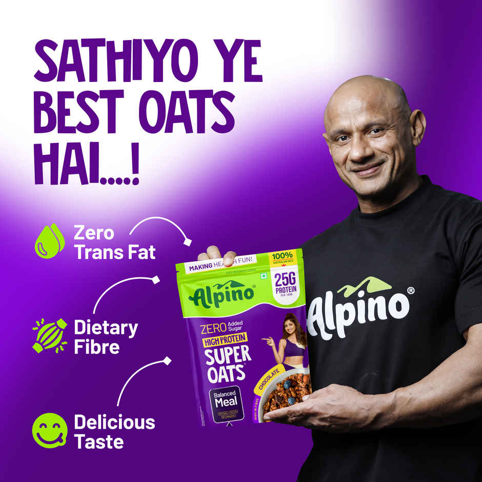 Alpino 25g High Protein Super Oats Chocolate with Almonds & Raisins | No Added Sugar & Salt