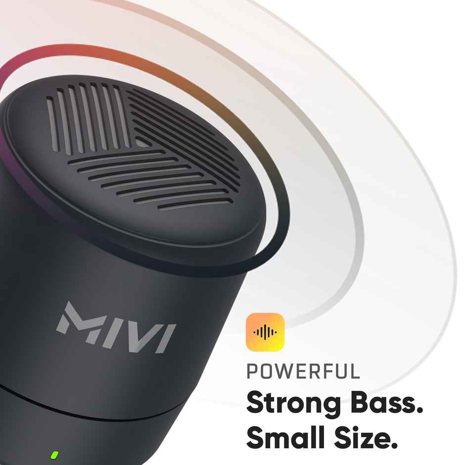 Mivi Play 5 Watt Bluetooth Speaker with 12 Hours Playtime. Wireless Speaker Made in India with Exceptional Sound Quality, Portable and Built in Mic-Black