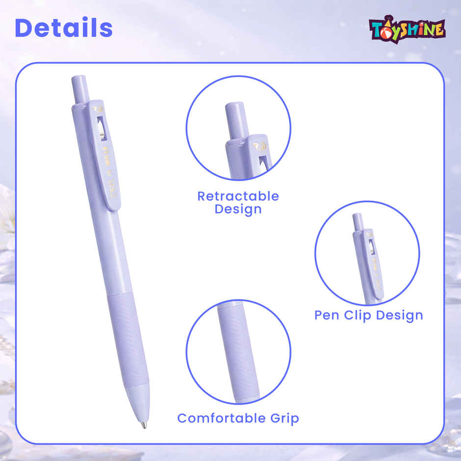 Toyshine Kawaii Click Pens | 0.5mm Fast Dry Neutral Pens | Purple