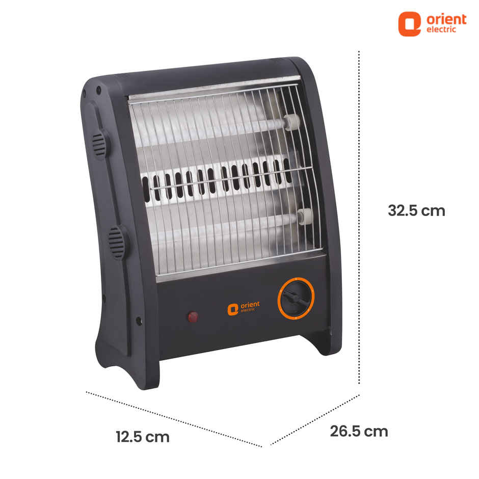 Orient Electric Quartz Room Heater| Qh800Asq |800 Watts Power|2 Heating Rods|1 Year Warranty| Black