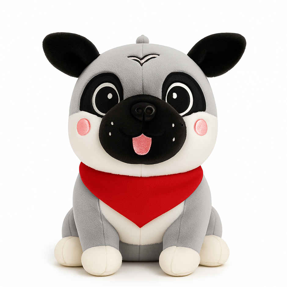 Spanker Puppy Soft Toy | Cute Plush Dog with Red Scarf for Kids Decor - 25 cm