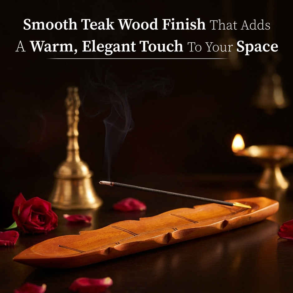 Eco Friendly Leaf Design Ash Catcher and Agarbathi Holder Handcrafted Non Toxic Burnt Orange Finish