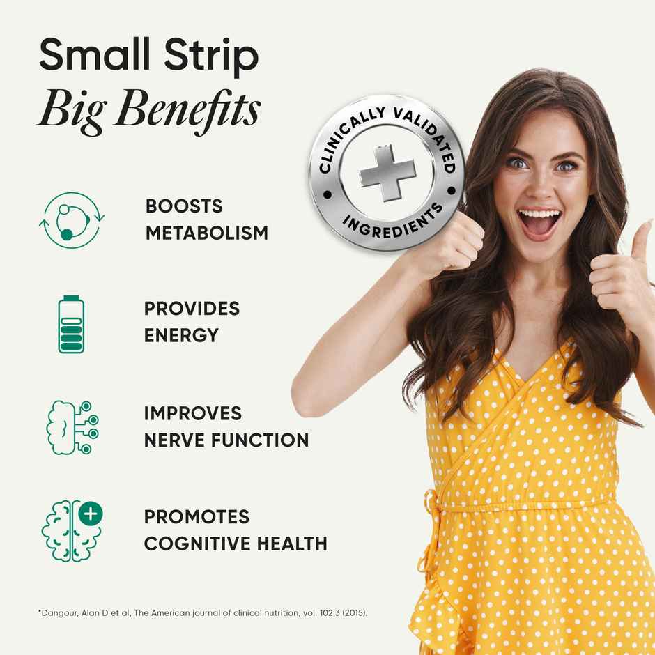 Wellbeing Nutrition Melts Vegan Vitamin B12 For Brain, Heart & Nervous System Support, 30 Strips