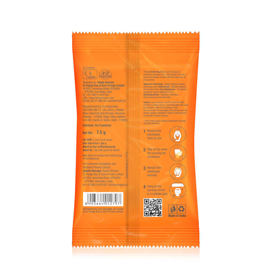 Lia Aroma Tag Citrus Sunrise | From House of Cycle