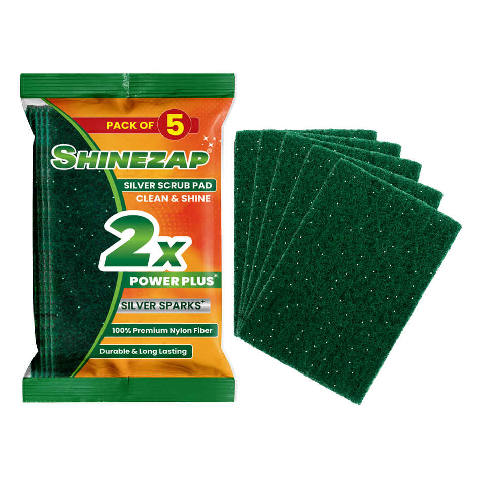 Shinezap silver Scrub pad Pack of 5 Combo  