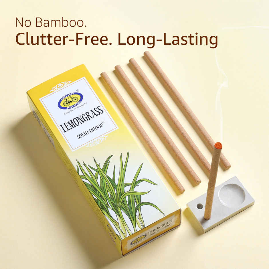 Cycle Pure Lemongrass Bambooless Solid Dhoop Stick| 6 Inch| 50 Sticks Pack