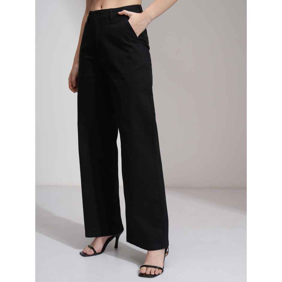 Tokyo Talkies Women's High Waist Wide Leg Trouser | Black - XL