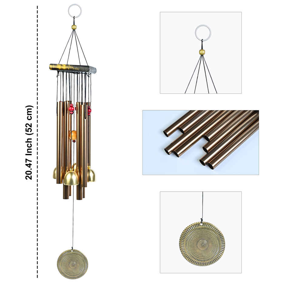 HINDCRAFT Golden Soothing Wind Chimes for Bedroom and Living Room Spiritual Home Decor for Peace