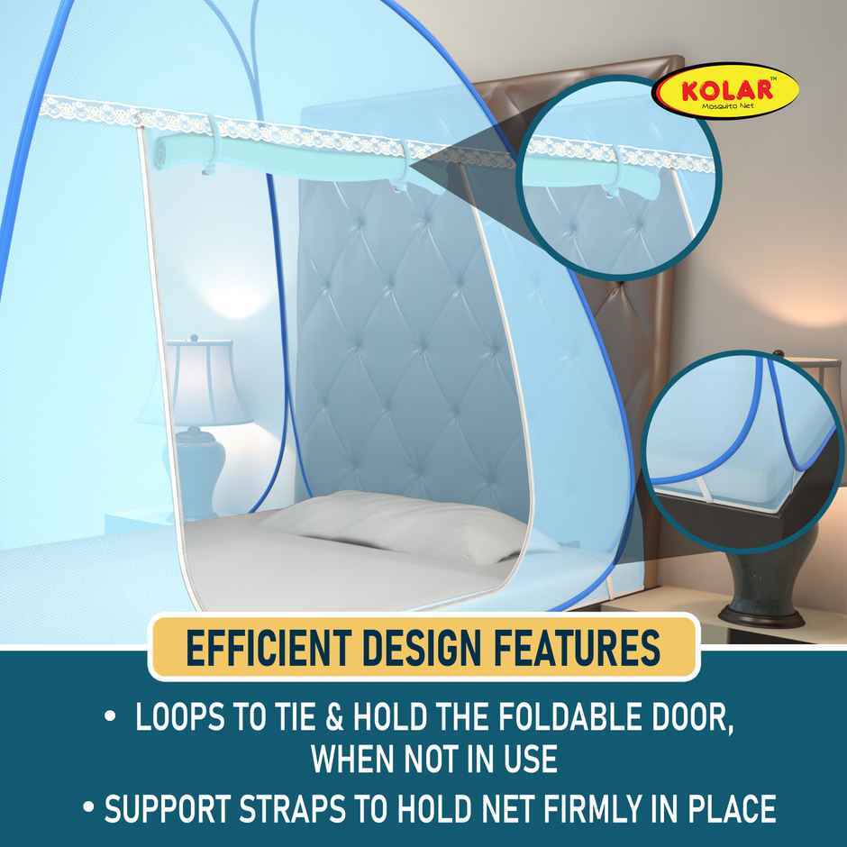 Kolar Foldable Mosquito Net For Single Bed | Blue - 6.5 x 4 ft