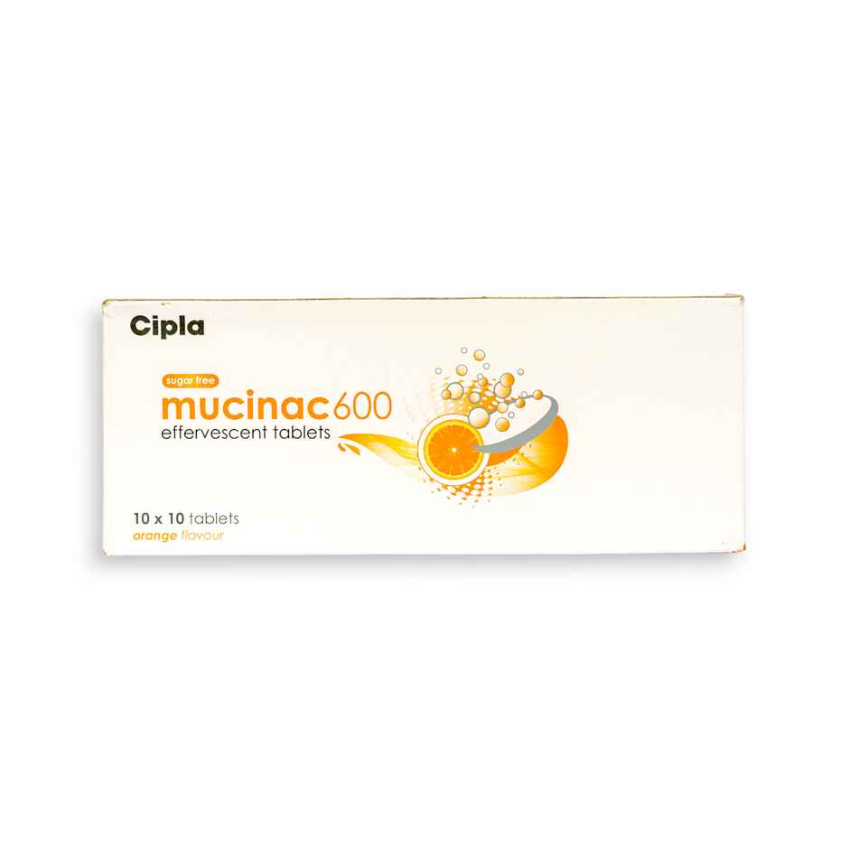 Mucinac 600 Orange Flavour Sugar Free Effervescent Tablet