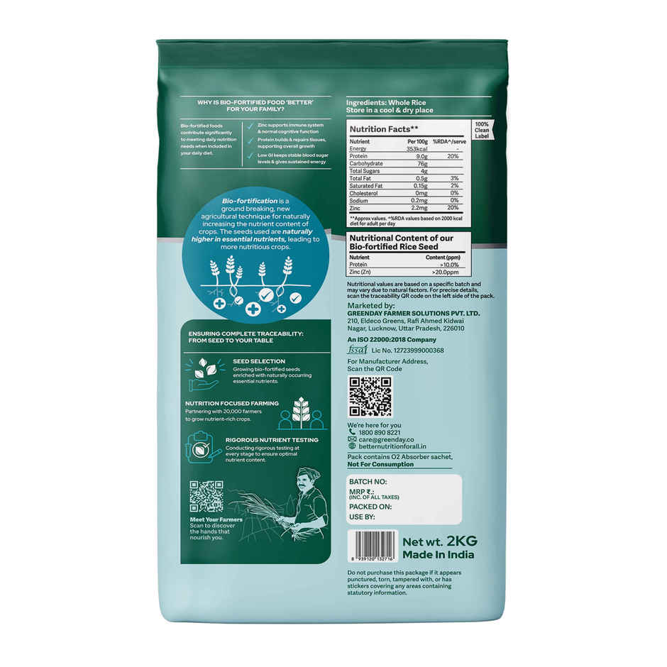 Better Nutrition Biofortified Low Gi Rice | High Protein | Rich In Zinc