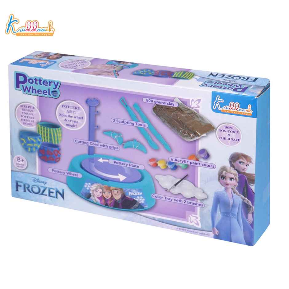 Kriiddaank Disney Frozen Pottery Wheel Kit DIY Battery Operated Painting Set with Clay and Tools