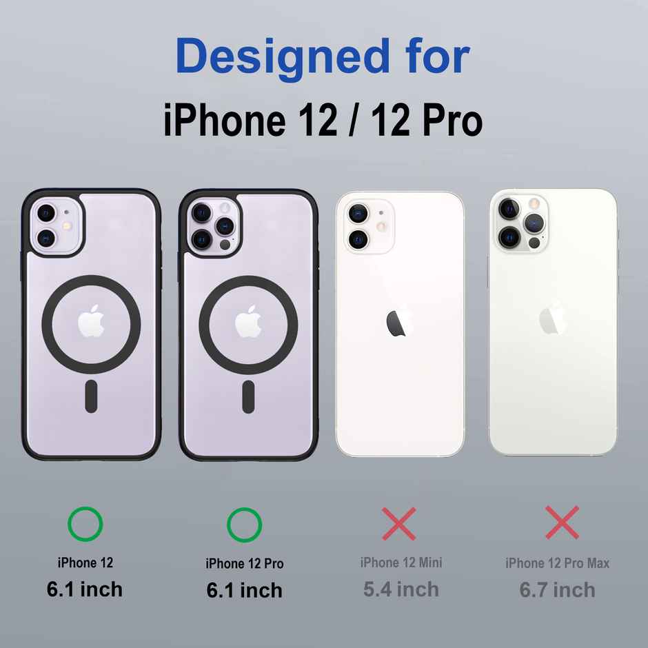 Zapcase Back Cover For Apple Iphone 12 (MagSafe-Black)