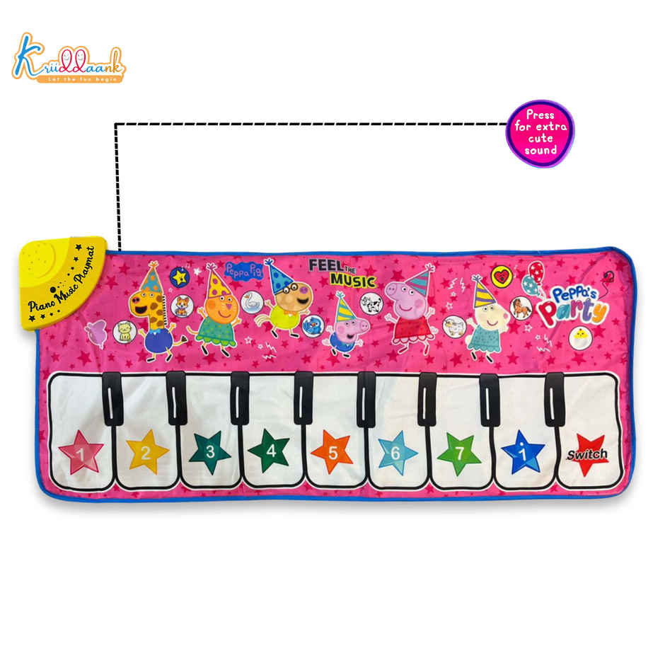 Kriiddaank Peppa Music Piano Playmat with 8 Music Modes & Animal Sounds Baby Playing Mat -108 x 38CM
