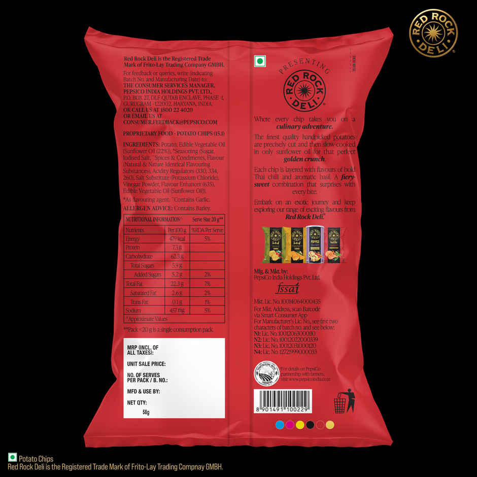 Red Rock Deli Kettle Chips Basil Thai | No Palm Oil Snacks