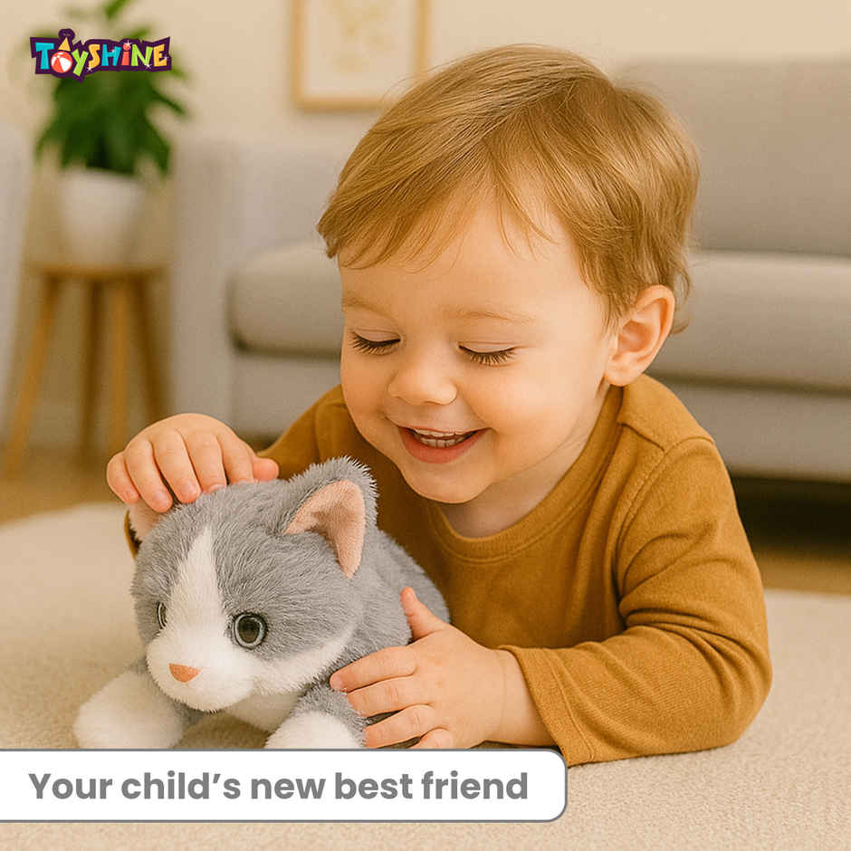 Spanker Cute Kitten Soft Toy Ultra Soft Plush Cat for Kids Grey | 25 cm