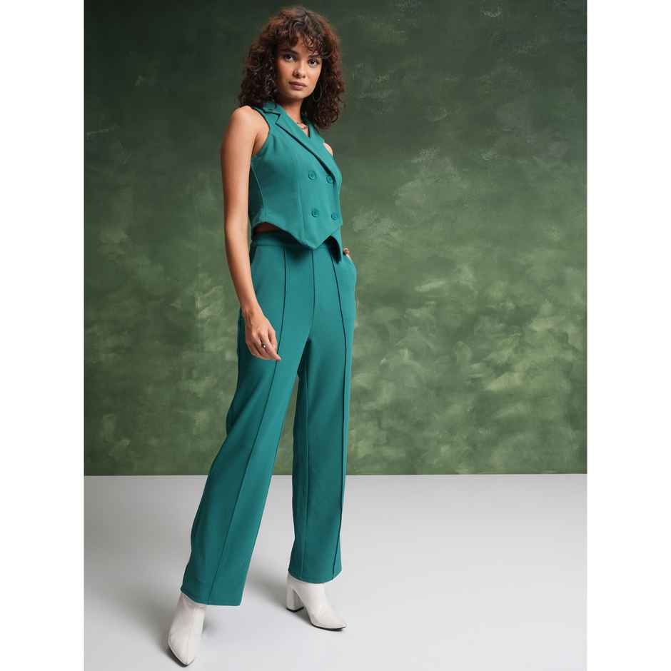 Tokyo Talkies Women's Vest Blazer With Trousers | Green - M