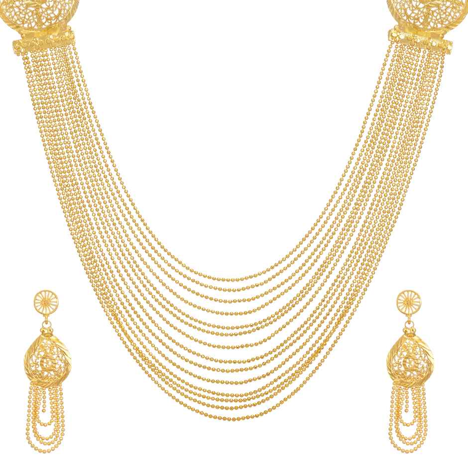 Shining Diva Fashion Long Chain One Gram Gold Plated Traditional Jewellery Set for Women | 11749s