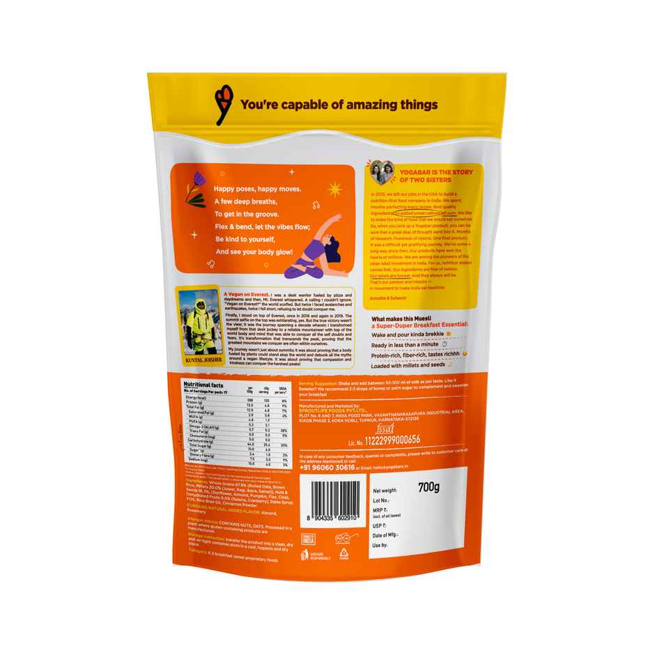 Yogabar Muesli Nuts Delight, ,Breakfast Cereals, Protein Granola, Gluten Free