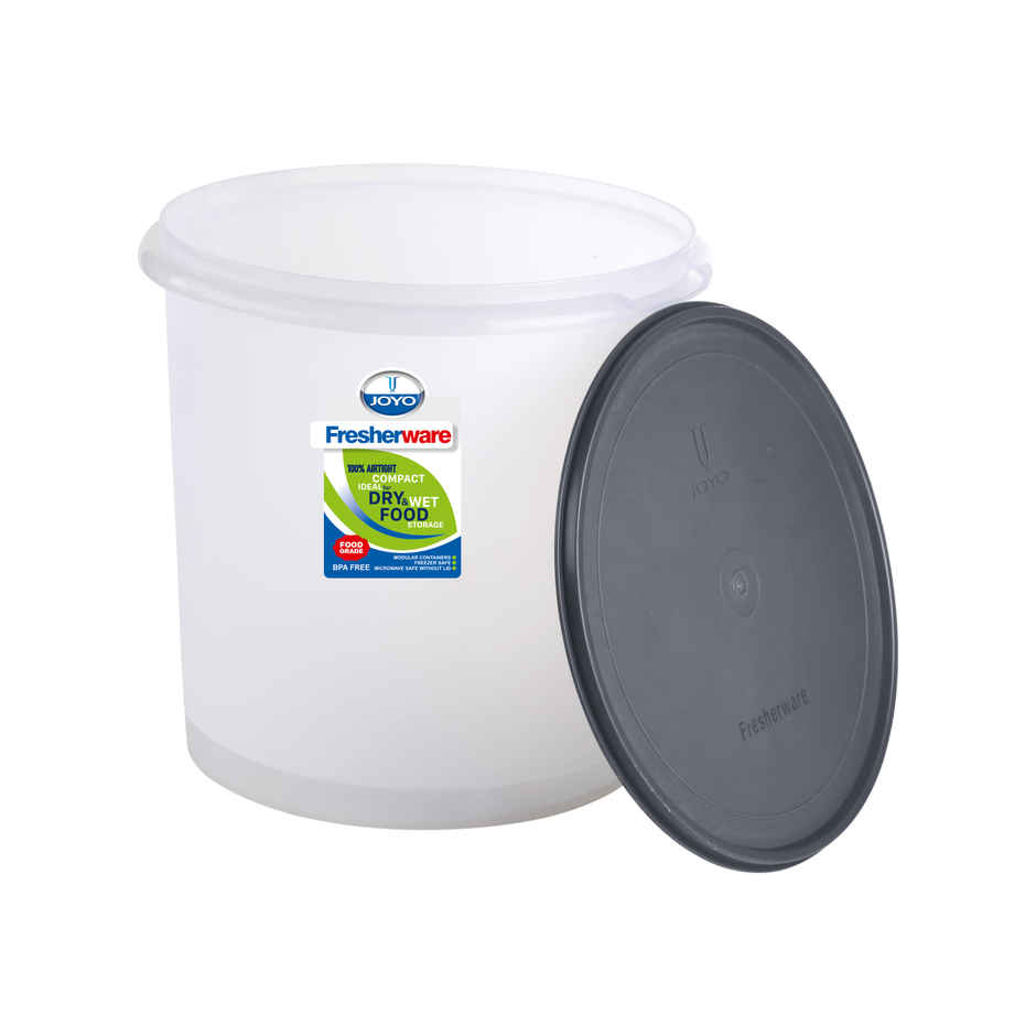 Joyo Fresherware Round Plastic Containers|Bpa Free|For Rice, Dal, Atta & Flour-15 Ltr-Assorted