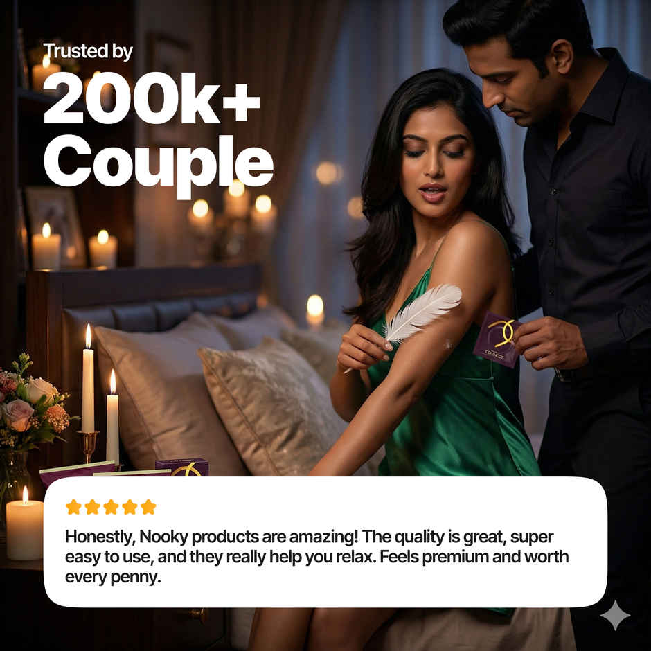 Nooky Connect 3 in 1 Condom Intimacy Kit Condoms Chocolates Tickle Feathers Couple Gift