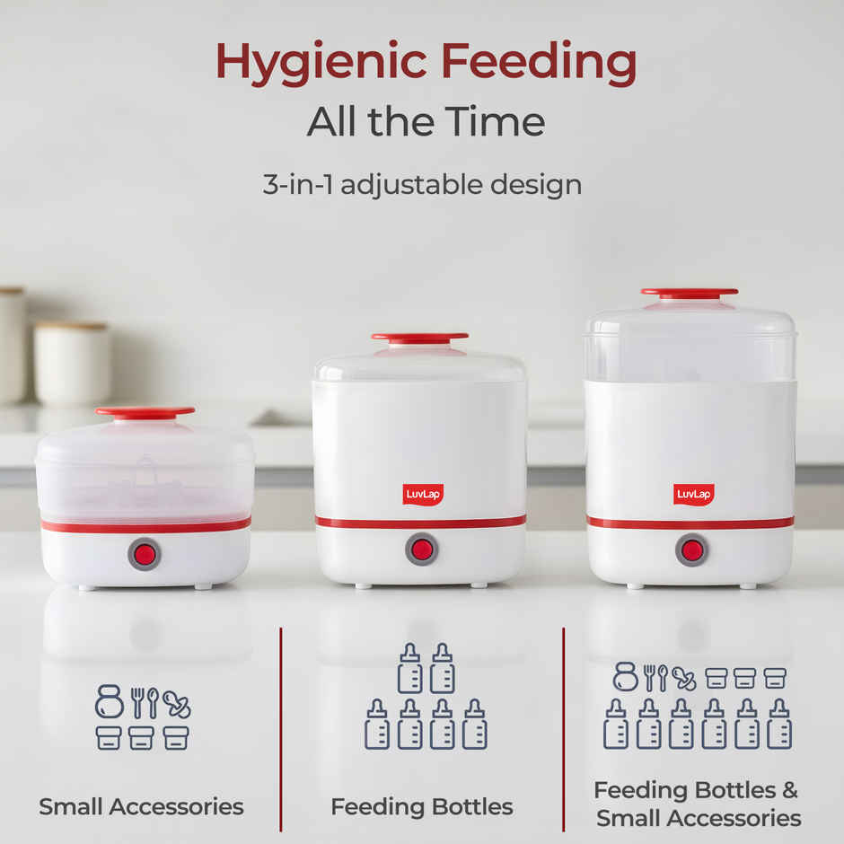 LuvLap 3-in-1 Electric Steam Sterilizer for Baby Products | Kills 99.9% Germs