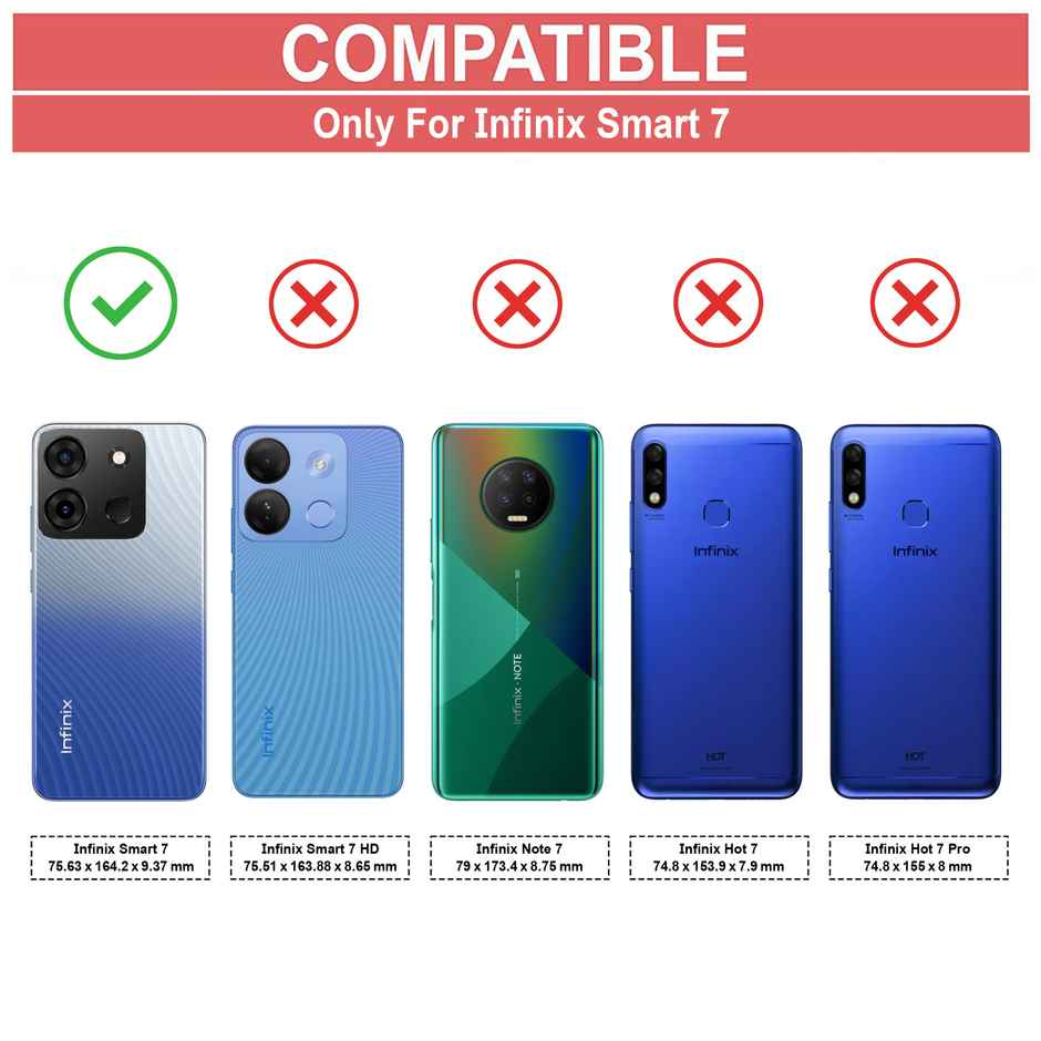Zapcase Back Cover for Infinix Smart 7 | Matte-Black