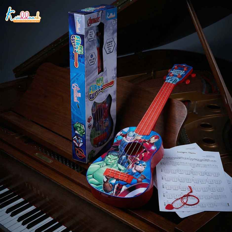 Kriiddaank Marvel Avengers Big Guitar, 4 Strings 23 Inch; 58 cm, Music Learning and Development  Toy