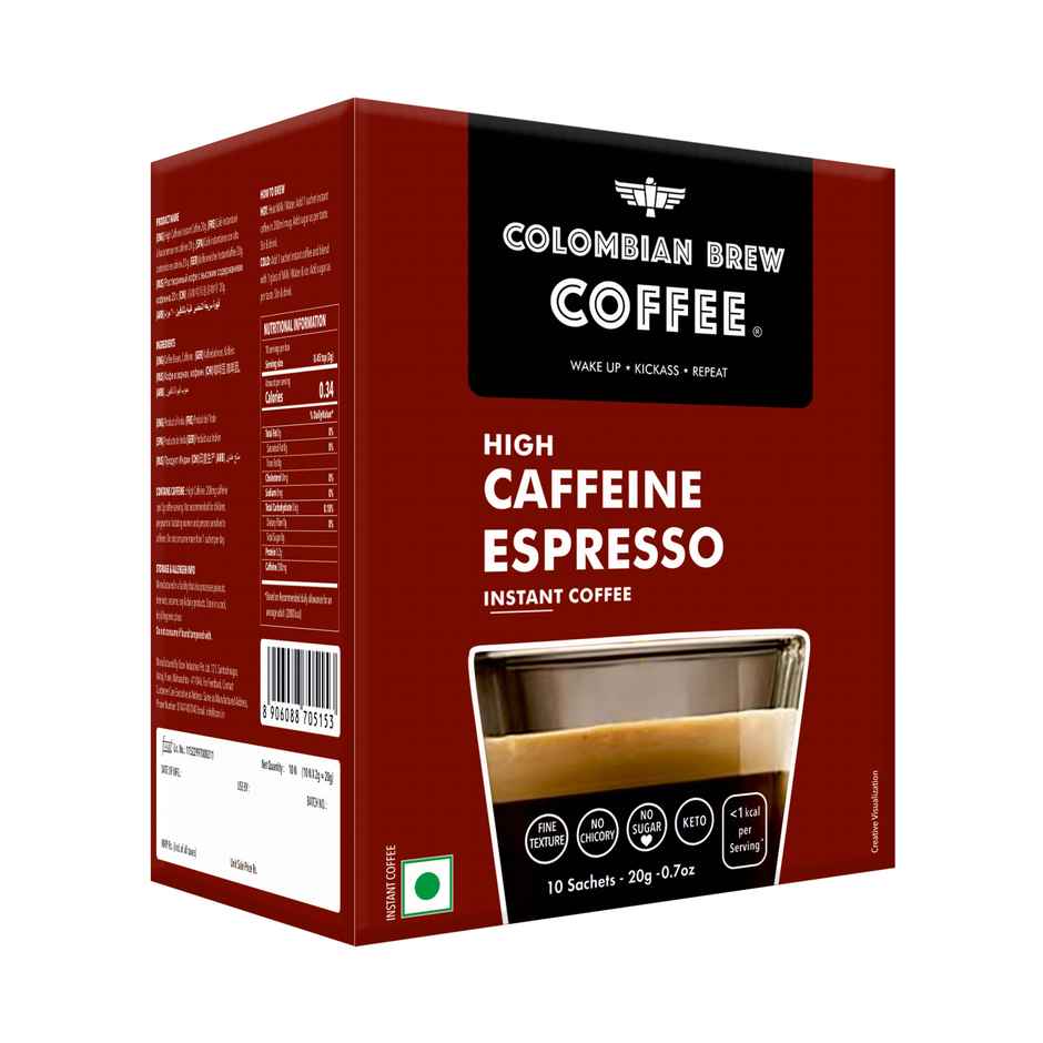 Colombian Brew High Caffeine Instant Coffee | 10 Sachets